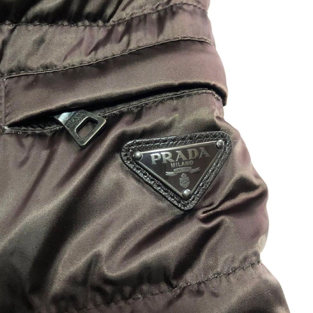 PRADA プラダ ダウンジャケット ファー プレート ブラウン ロング