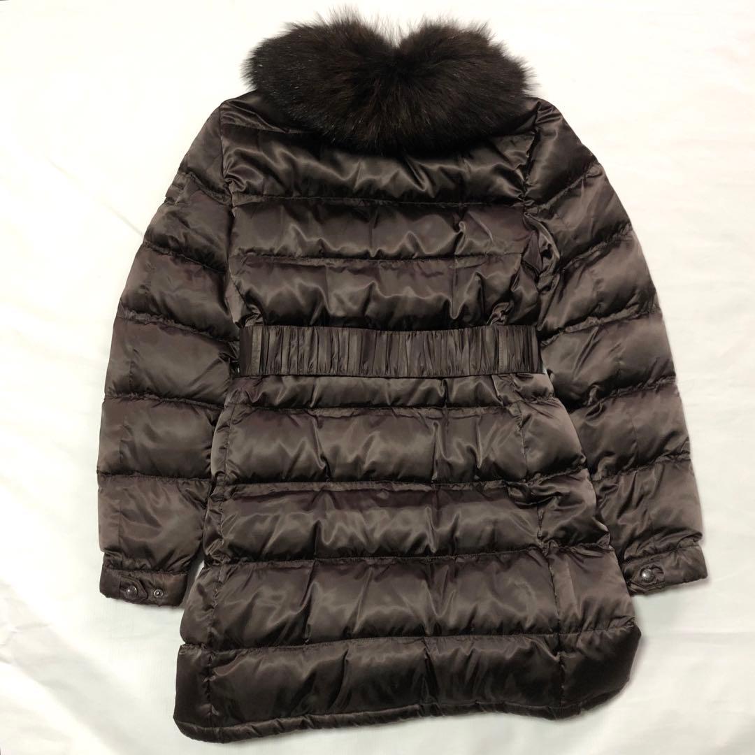 PRADA プラダ ダウンジャケット ファー プレート ブラウン ロング