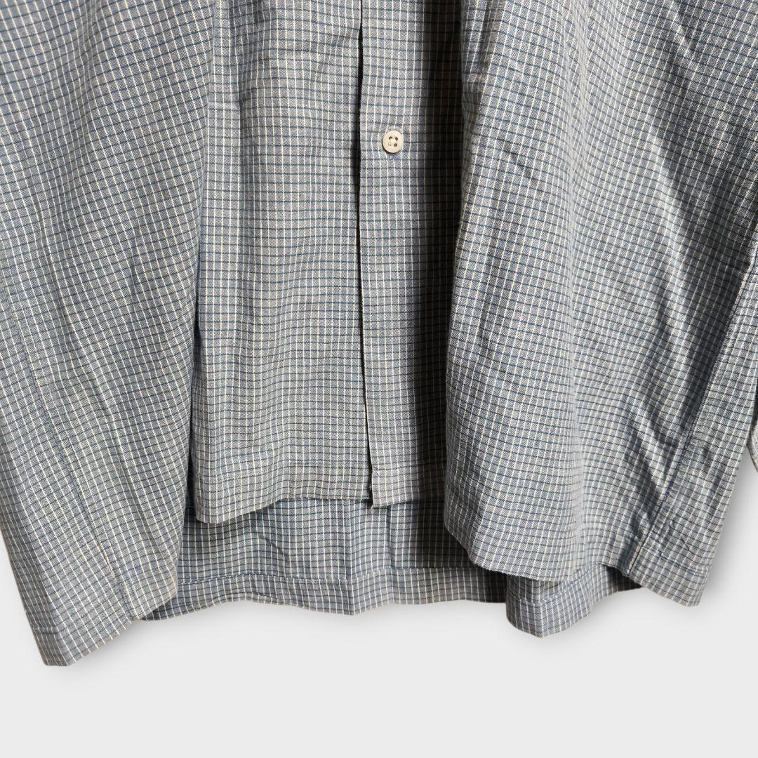 【希少】90s RRL 三ツ星タグ チェック長袖シャツ L ブルー 【A191】