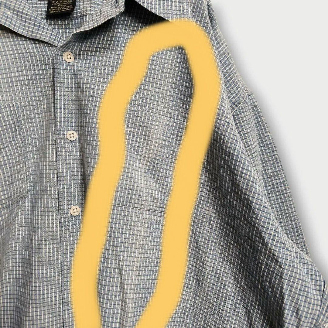 【希少】90s RRL 三ツ星タグ チェック長袖シャツ L ブルー 【A191】