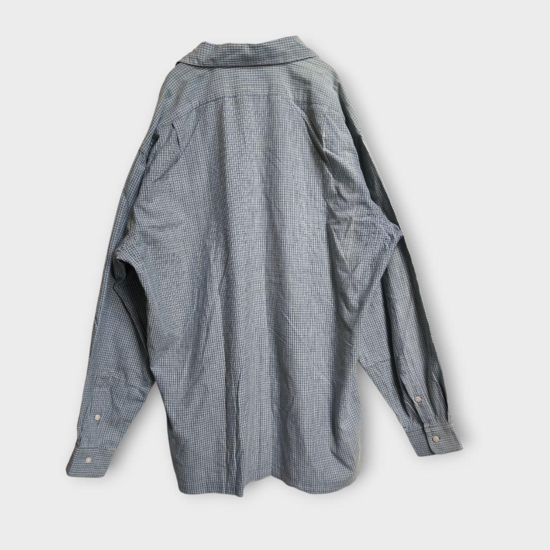 【希少】90s RRL 三ツ星タグ チェック長袖シャツ L ブルー 【A191】