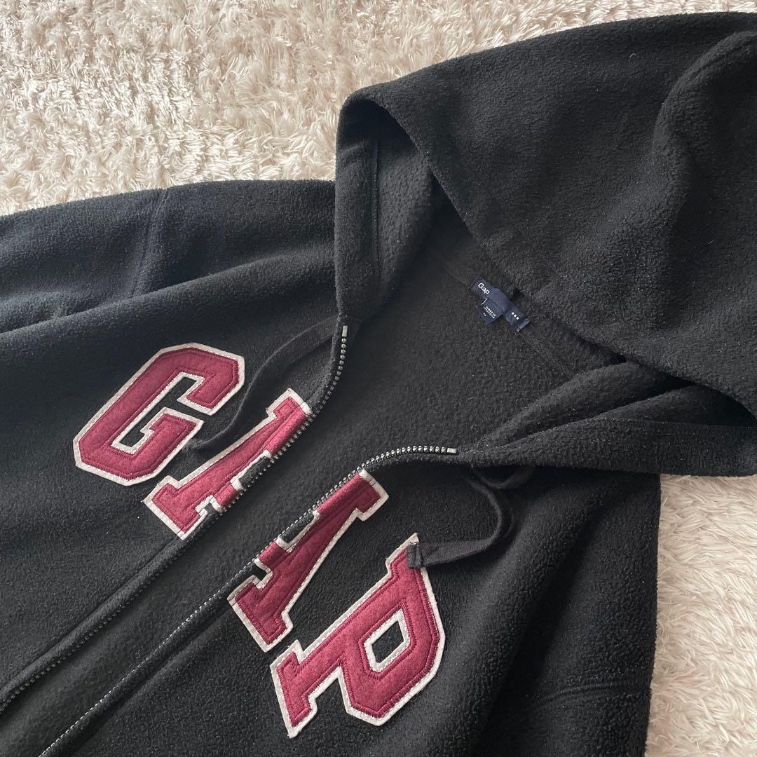 ギャップ 10s フリース ジップアップ パーカー M 黒