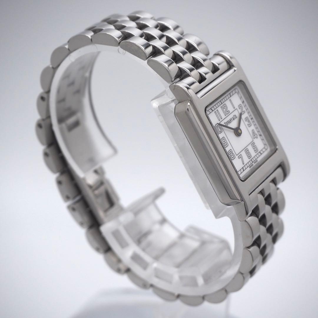 623 稼働　ティファニー　時計　クラシック　ホワイト　スクエア　レディース