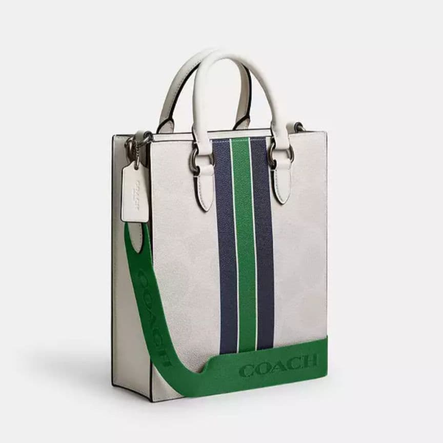 【美品】COACH 2wayディラン トート バッグ・ヴァーシティ ストライプ