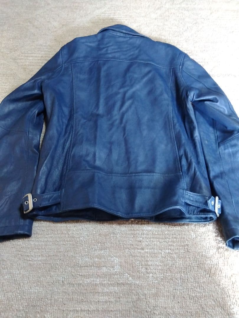 JACKROSE 本革ダブルライダースジャケット サイズ4 青