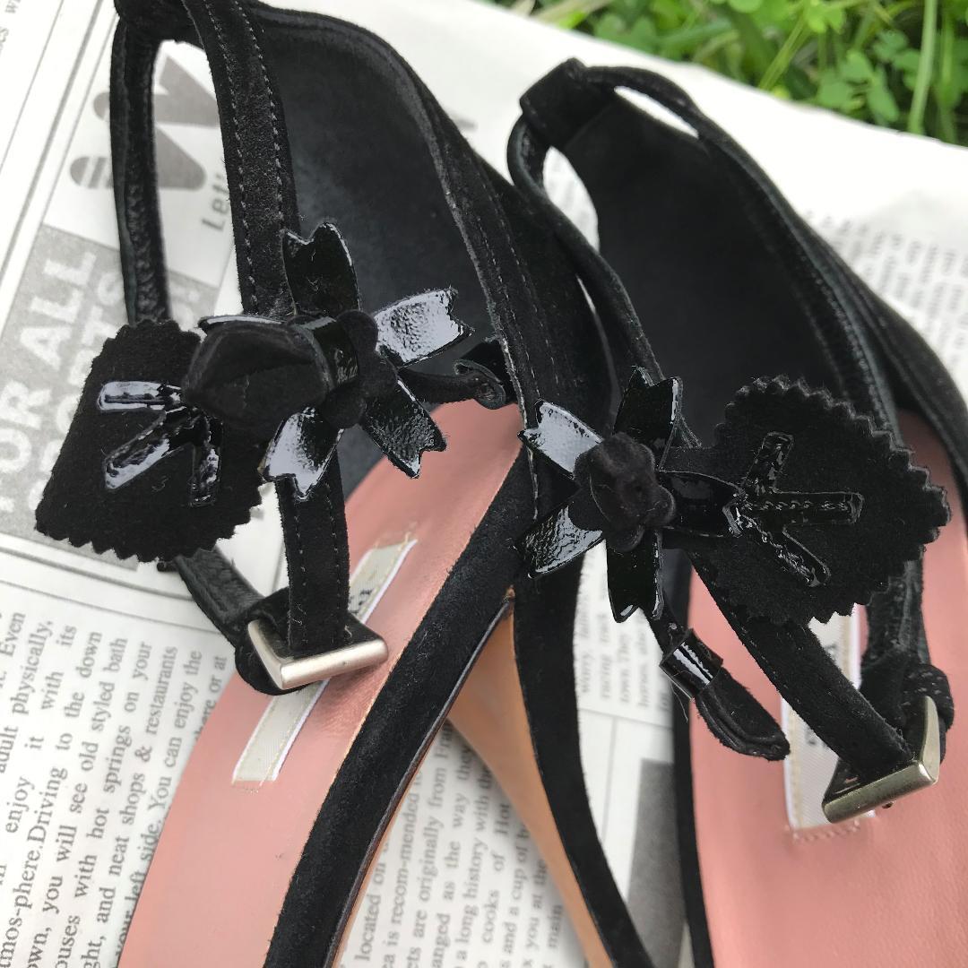 新品！プラダ サテン X スエード ブラック パンプス 37 1/2