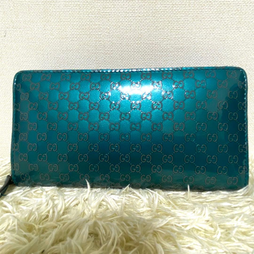 美品✨ GUCCI グッチ マイクロシマ 長財布 ラウンドジップ GG パテント