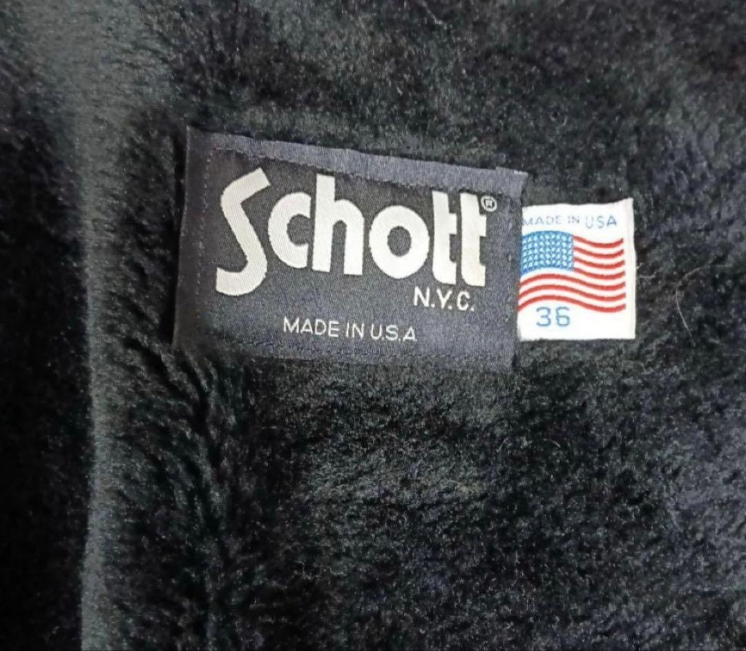 【美品】 Schott ブラックレザーシングルライダースジャケット