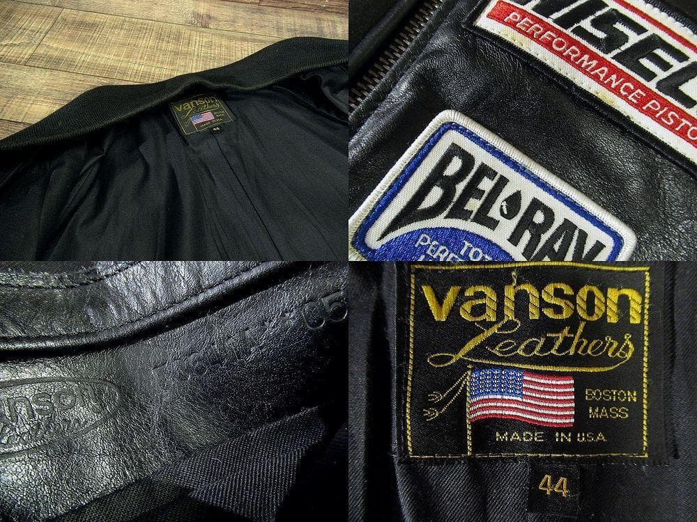 XXL USA製 バンソン TJP ワッペン装飾 レザー レーシング スタジャン