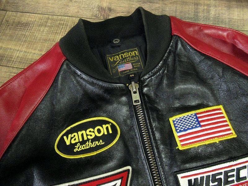 XXL USA製 バンソン TJP ワッペン装飾 レザー レーシング スタジャン