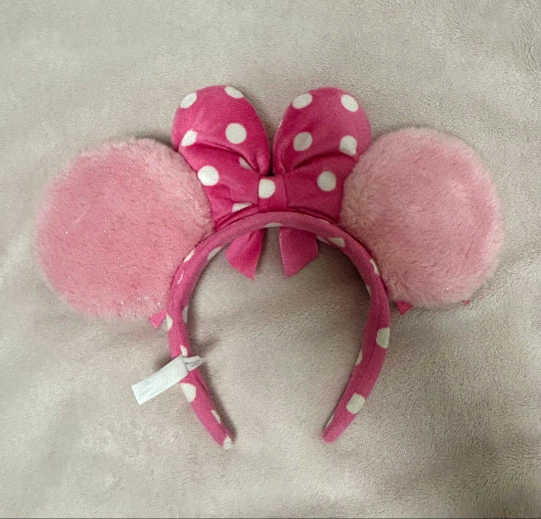 ディズニー カチューシャ イヤリング ピンク ミニー リボン　水玉 ドット