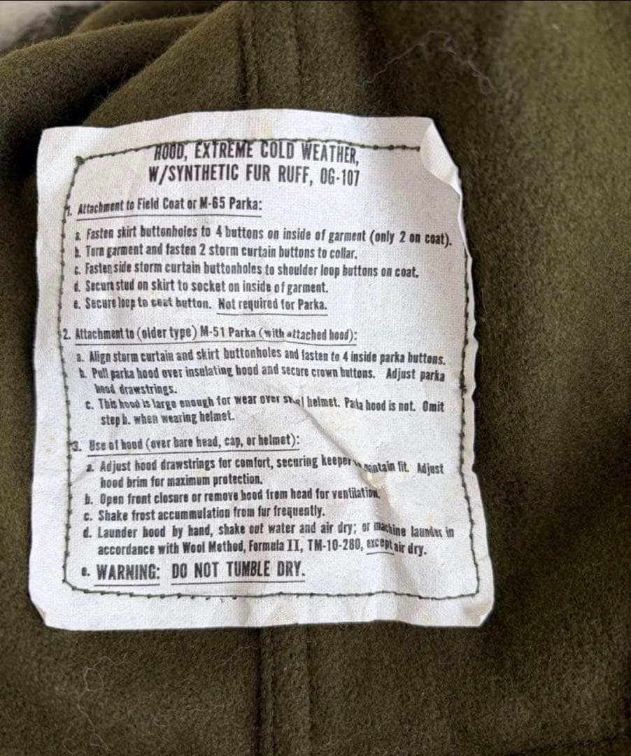 m65 米軍　80s フィッシュテールパーカーデットストック　フルセットMサイズ