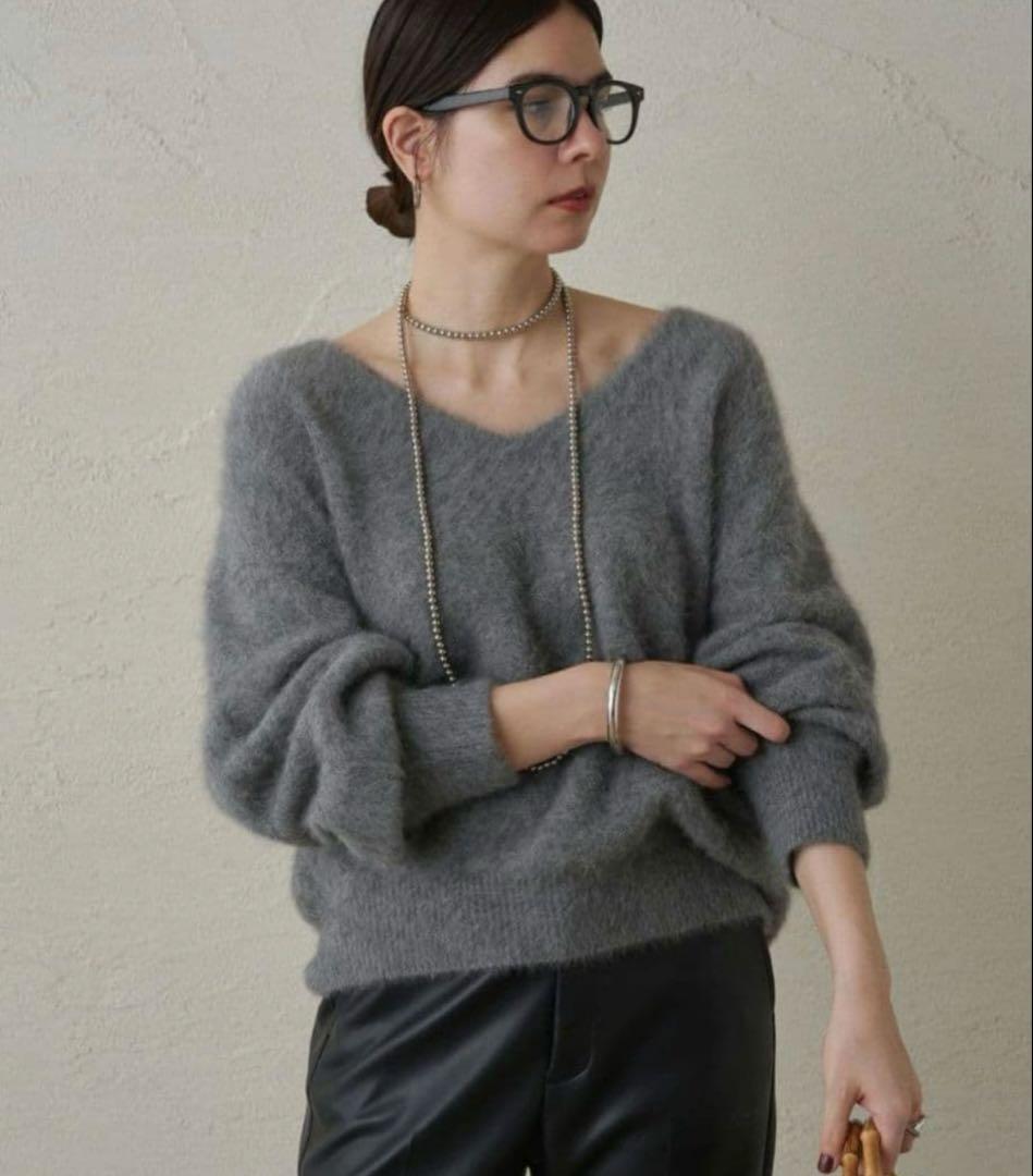 ラウンジドレス　FURカシミヤVニット