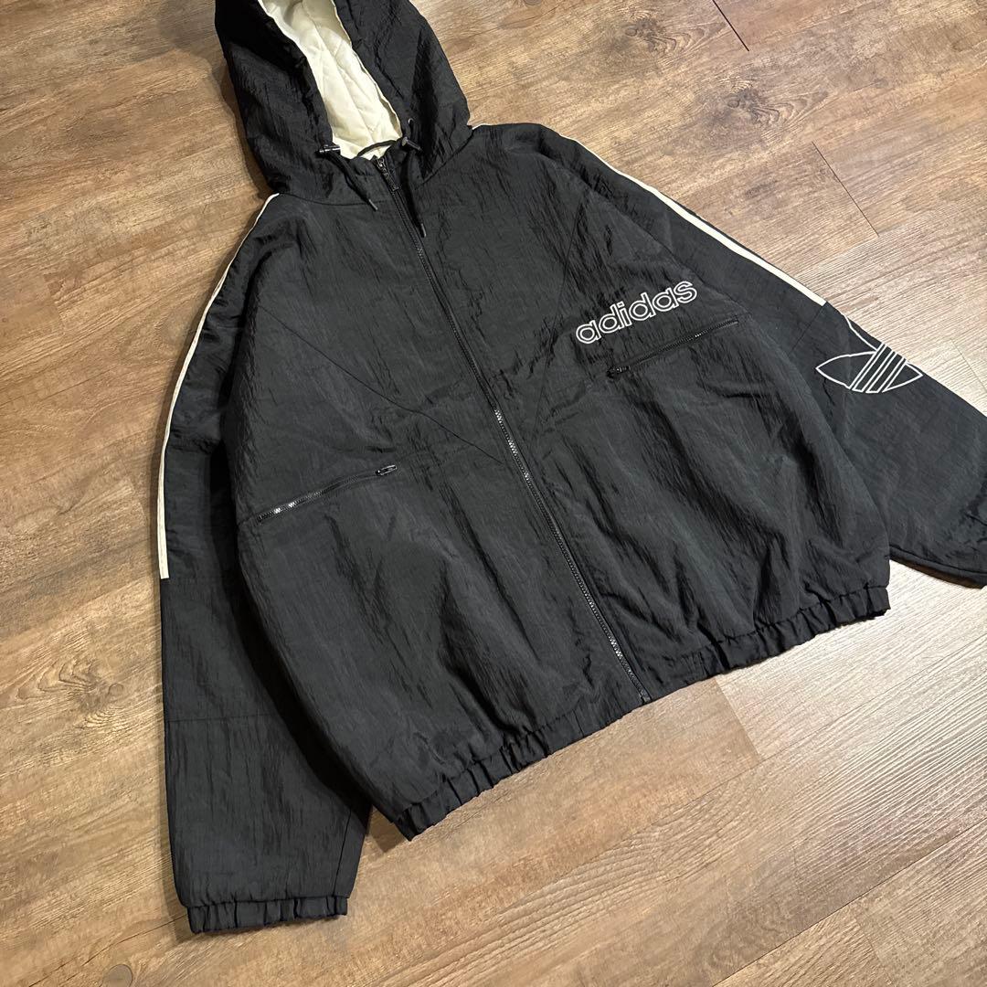 90s adidas トレフォイル ジップパーカー ナイロン ジャケット 短丈