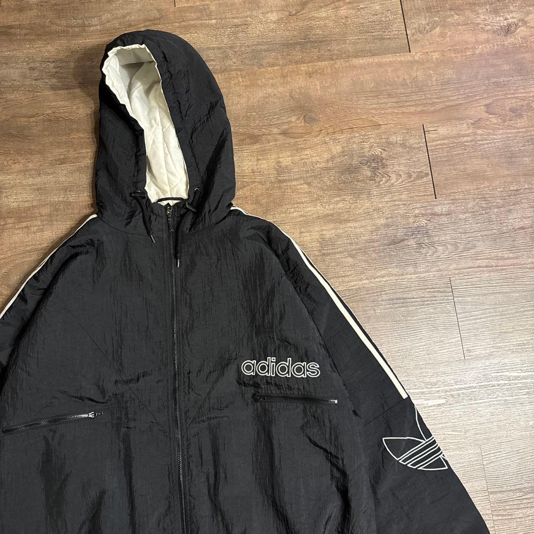 90s adidas トレフォイル ジップパーカー ナイロン ジャケット 短丈