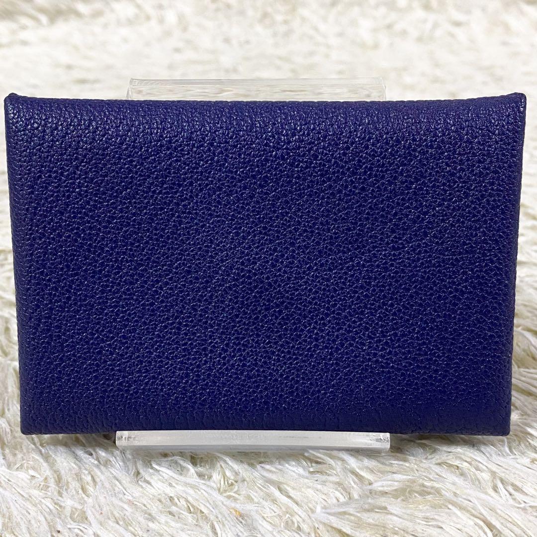 【未使用】エルメス 名刺入れ カルヴィ ヴェルソ ネイビー D刻印 メンズ