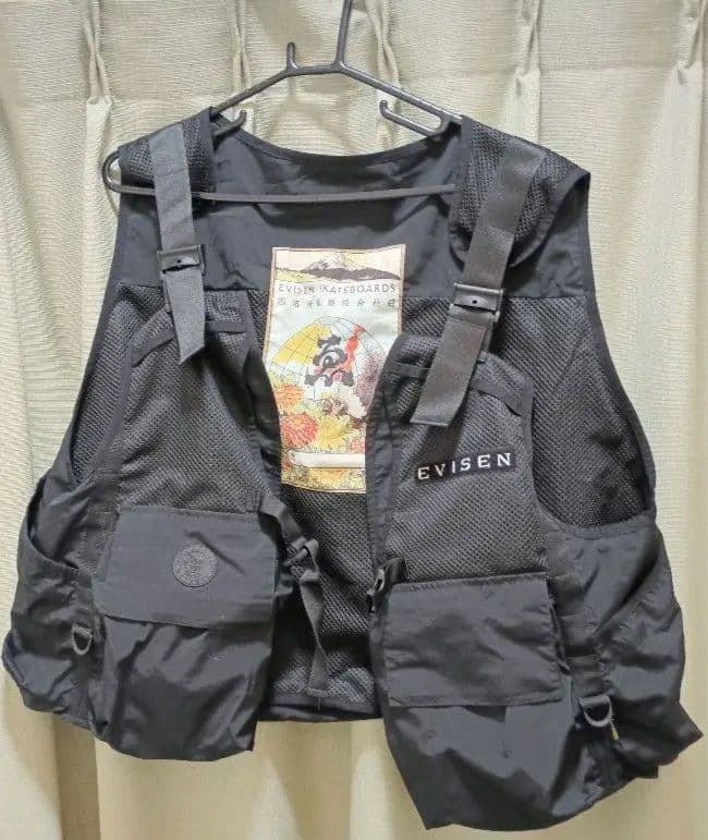 evisen フィッシングベスト ブラック フリーサイズ