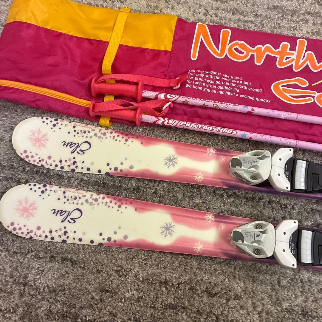 スキーセット　120㎝　elan ピンク　スキー板　ストック