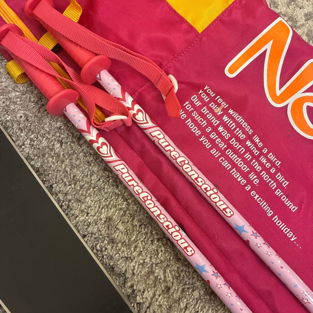 スキーセット　120㎝　elan ピンク　スキー板　ストック