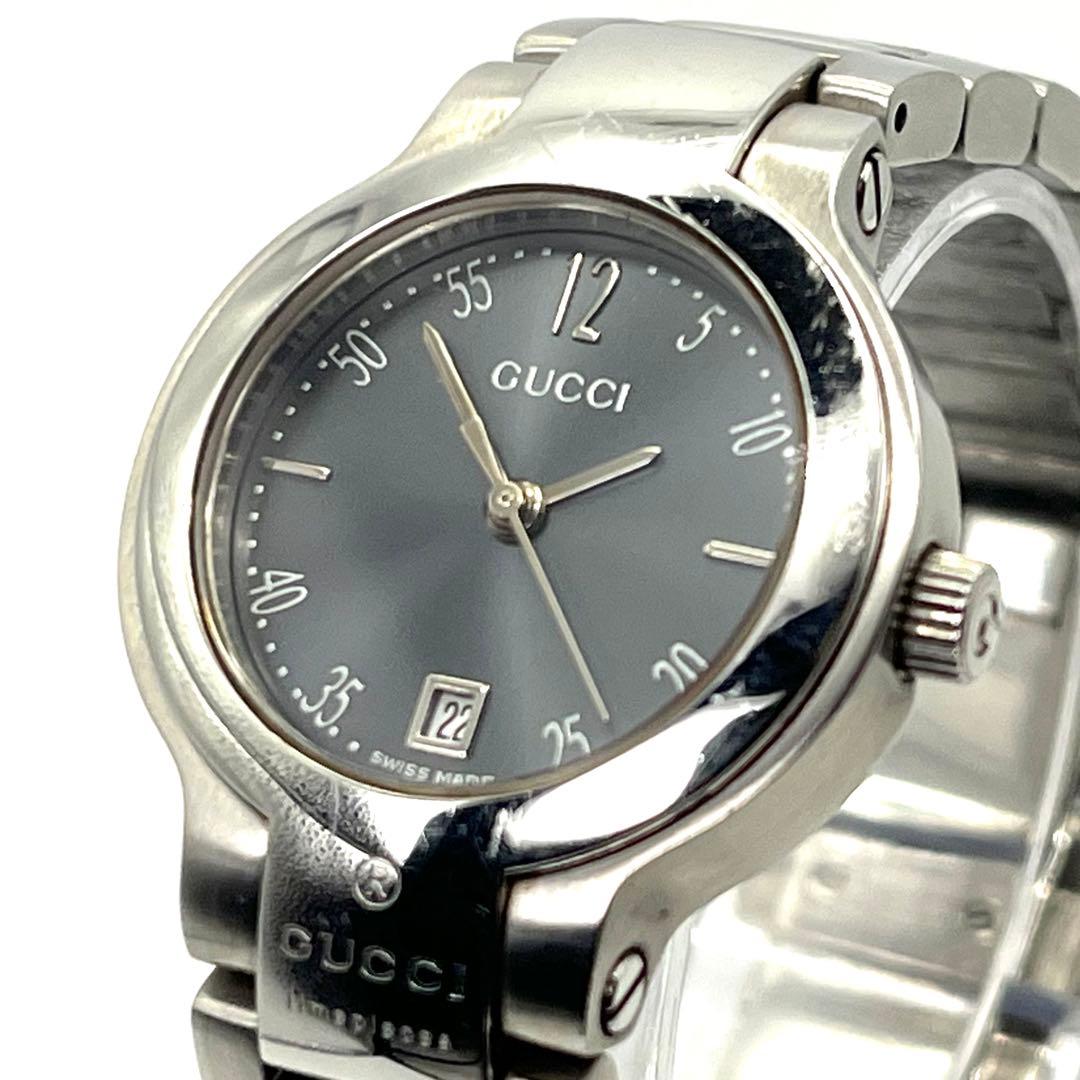 【新品電池/稼動品】GUCCI グッチ 8900L デイト シルバー 黒文字盤