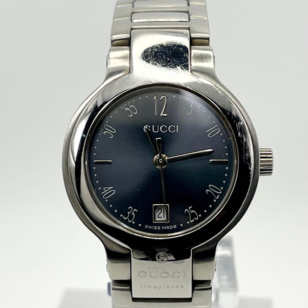 【新品電池/稼動品】GUCCI グッチ 8900L デイト シルバー 黒文字盤