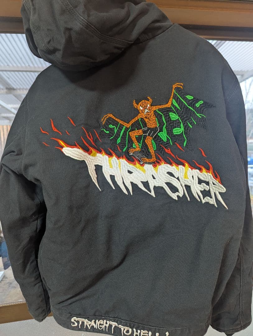 Supreme Thrasher刺繍 フード付きパーカー M ブラック