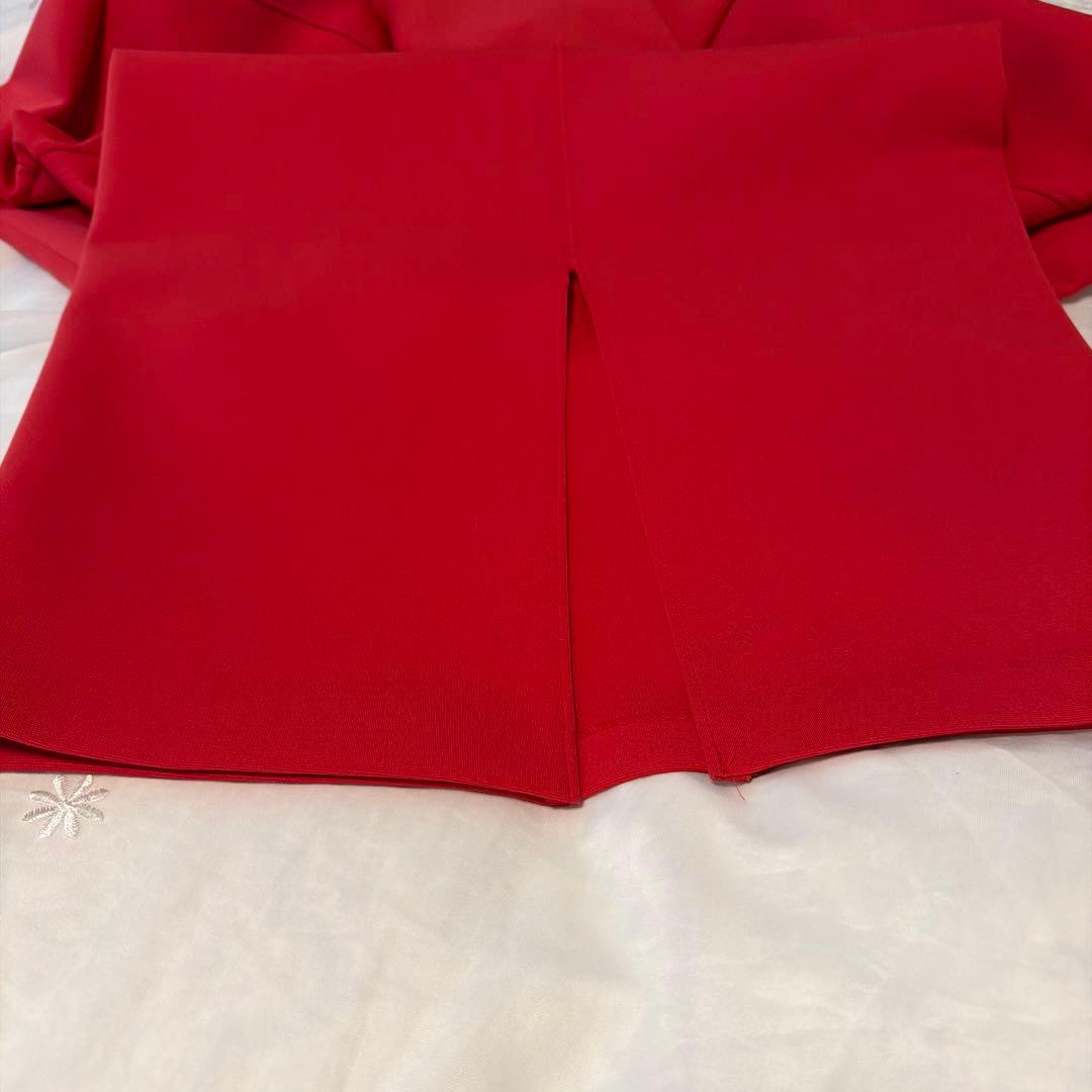 フード付きレッドロング ワンピース