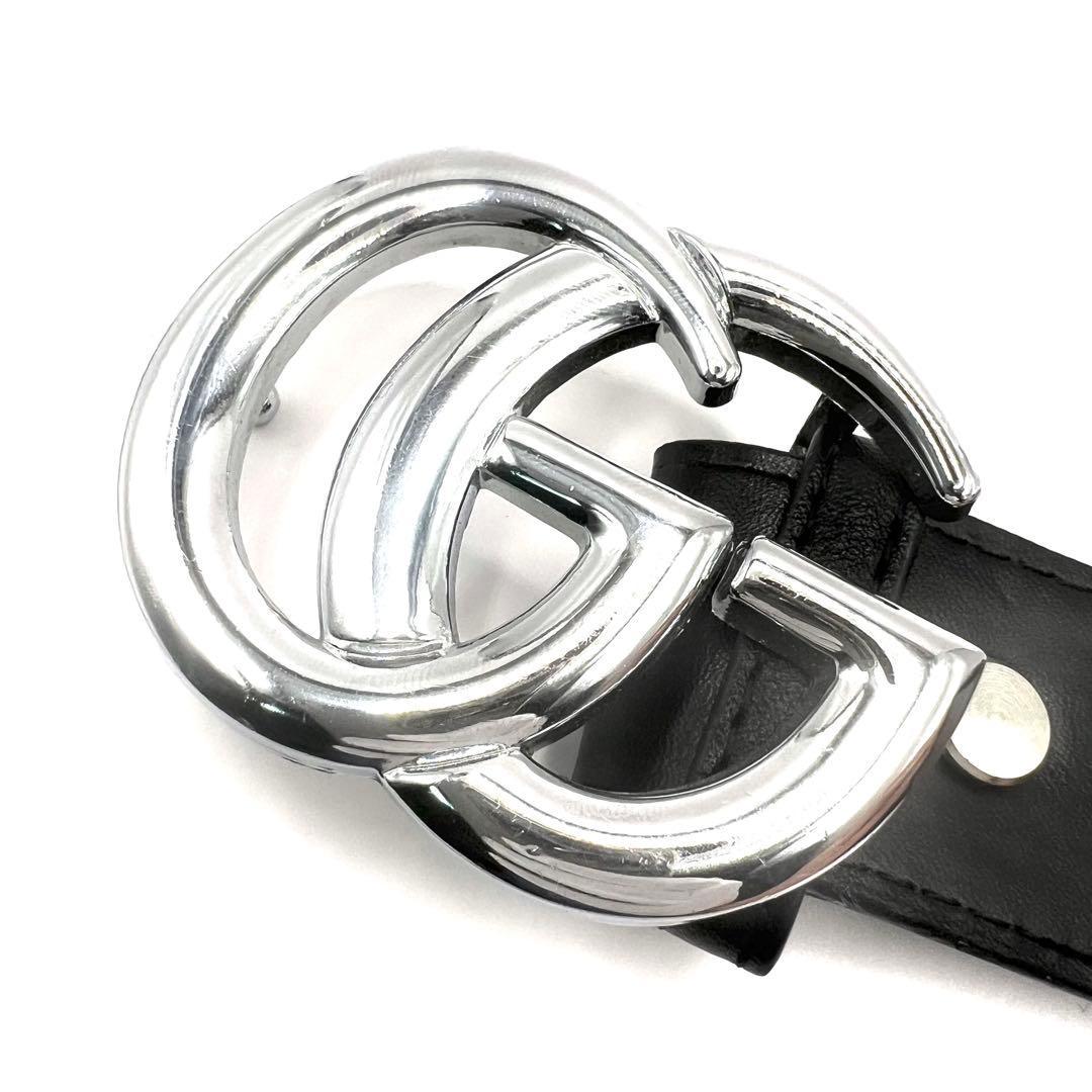 極美品✨GUCCI ベルト 黒 マーモント シルバー金具 ダブルG