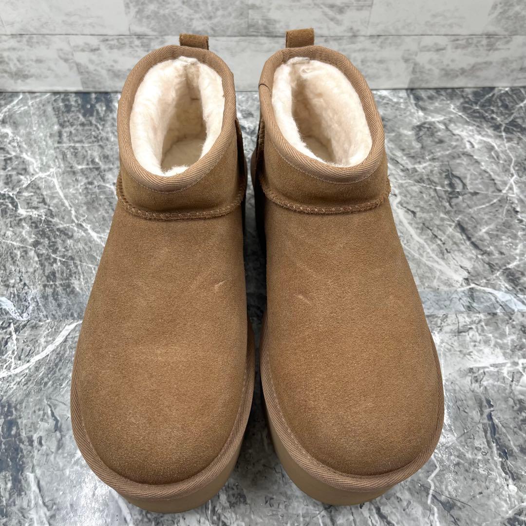 極美品 UGG クラシック ウルトラ ミニ プラットフォーム ブーツ 25 厚底