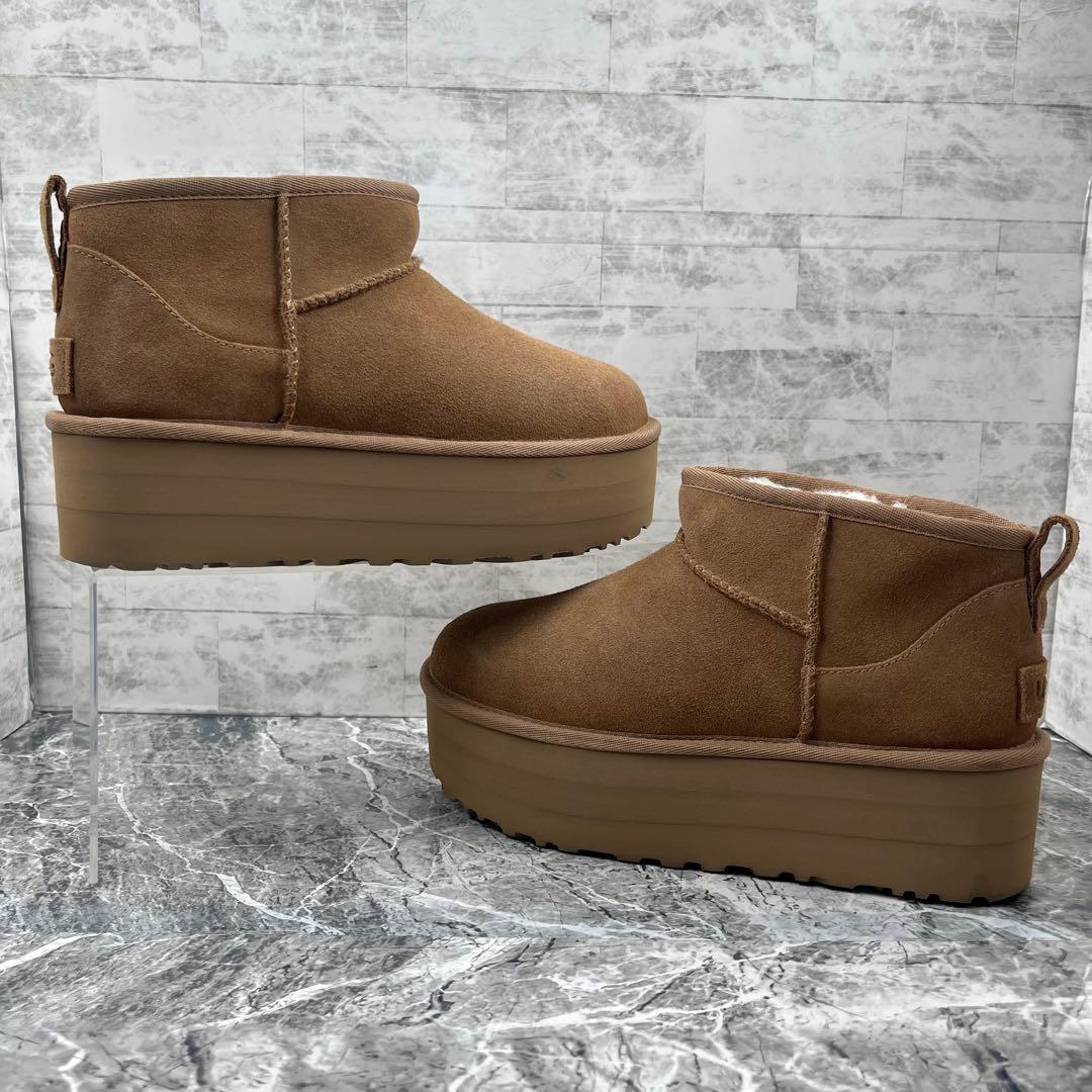 極美品 UGG クラシック ウルトラ ミニ プラットフォーム ブーツ 25 厚底
