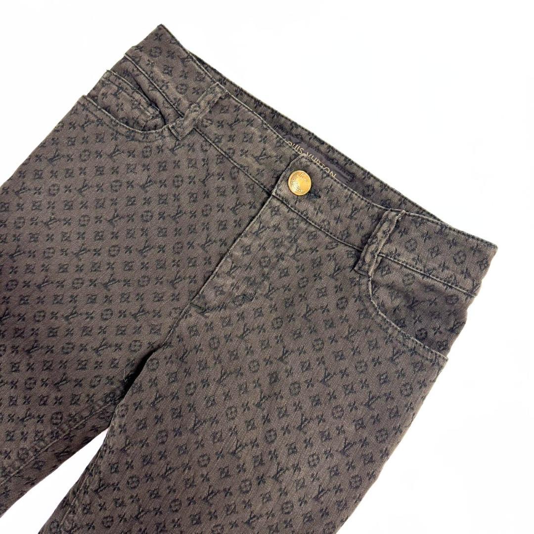 ルイヴィトン デニムパンツ モノグラム コットン レディース 34 カーキ