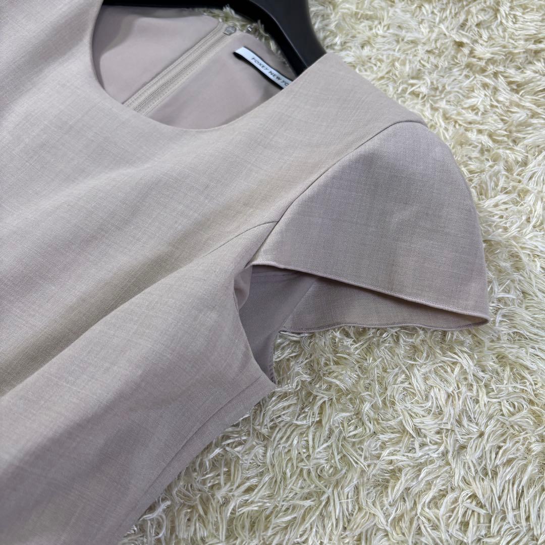 フォクシーニューヨーク　プリーツ　フレア　膝丈ワンピース　ドレス