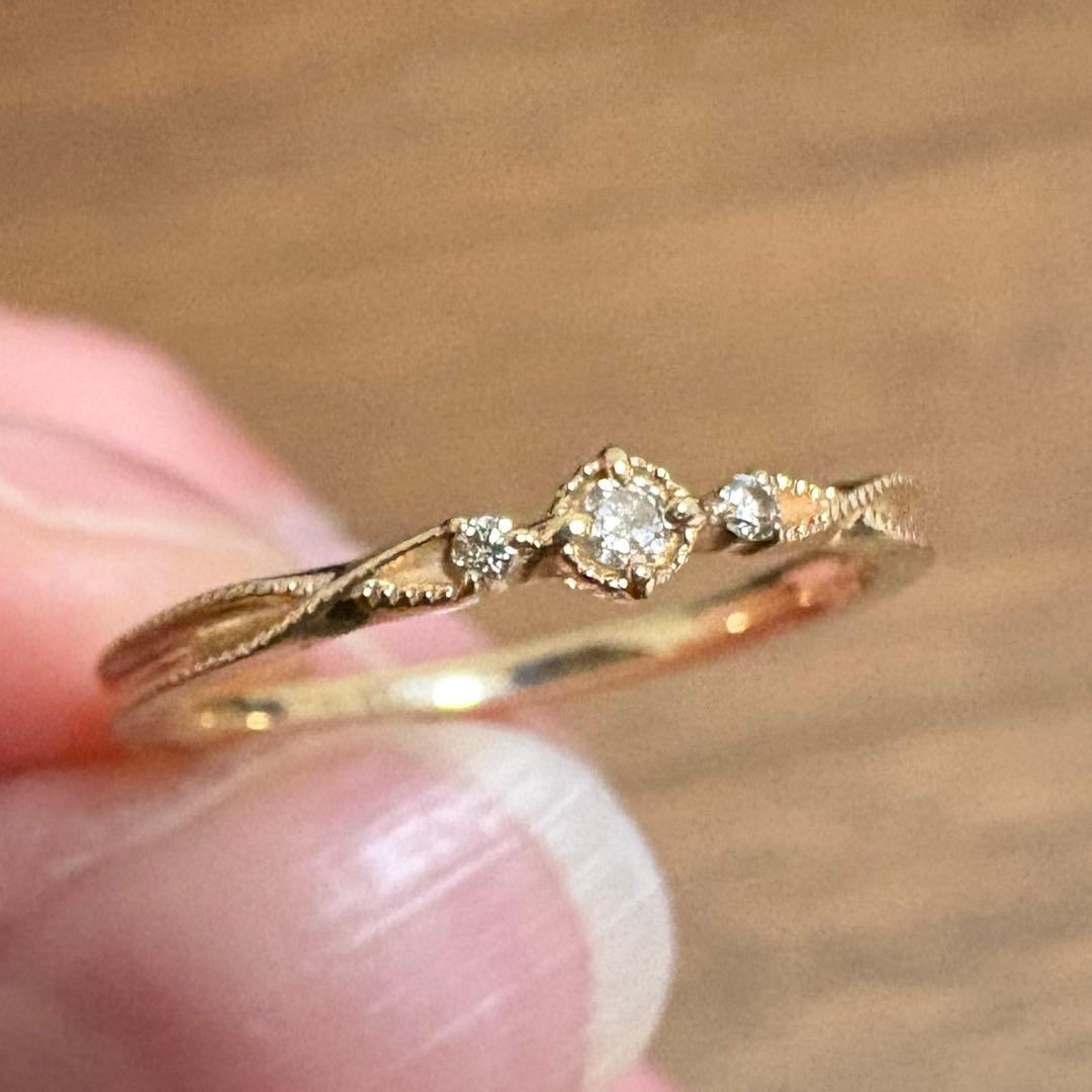 agete アガット　ダイヤモンド 7号 ミルウチ K10 ゴールド　リング