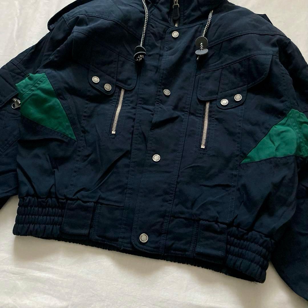 90s vintage shell navy bomber jacket 短丈