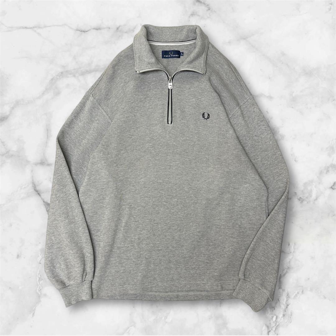 Fred Perry フレッドペリー ハーフジップ スウェット L 刺繍ロゴ