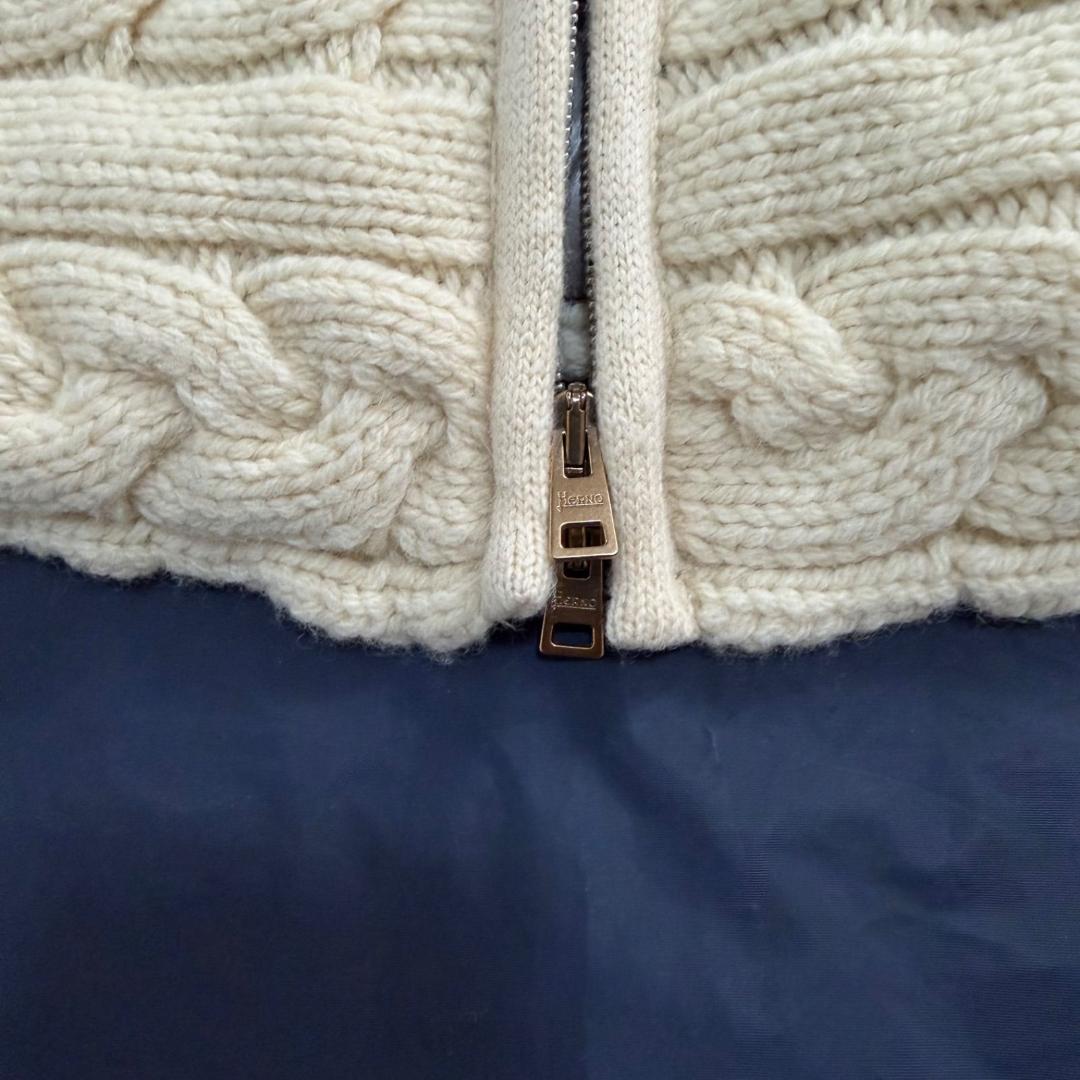 16985✨ヘルノ ニットダウンジャケット ケーブル ショートスリーブ ウール