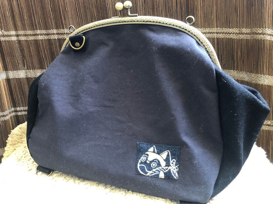 ハンドメイド●超特大大容量★箱ティッシュ4箱入るがま口リュック、前掛けバッグ