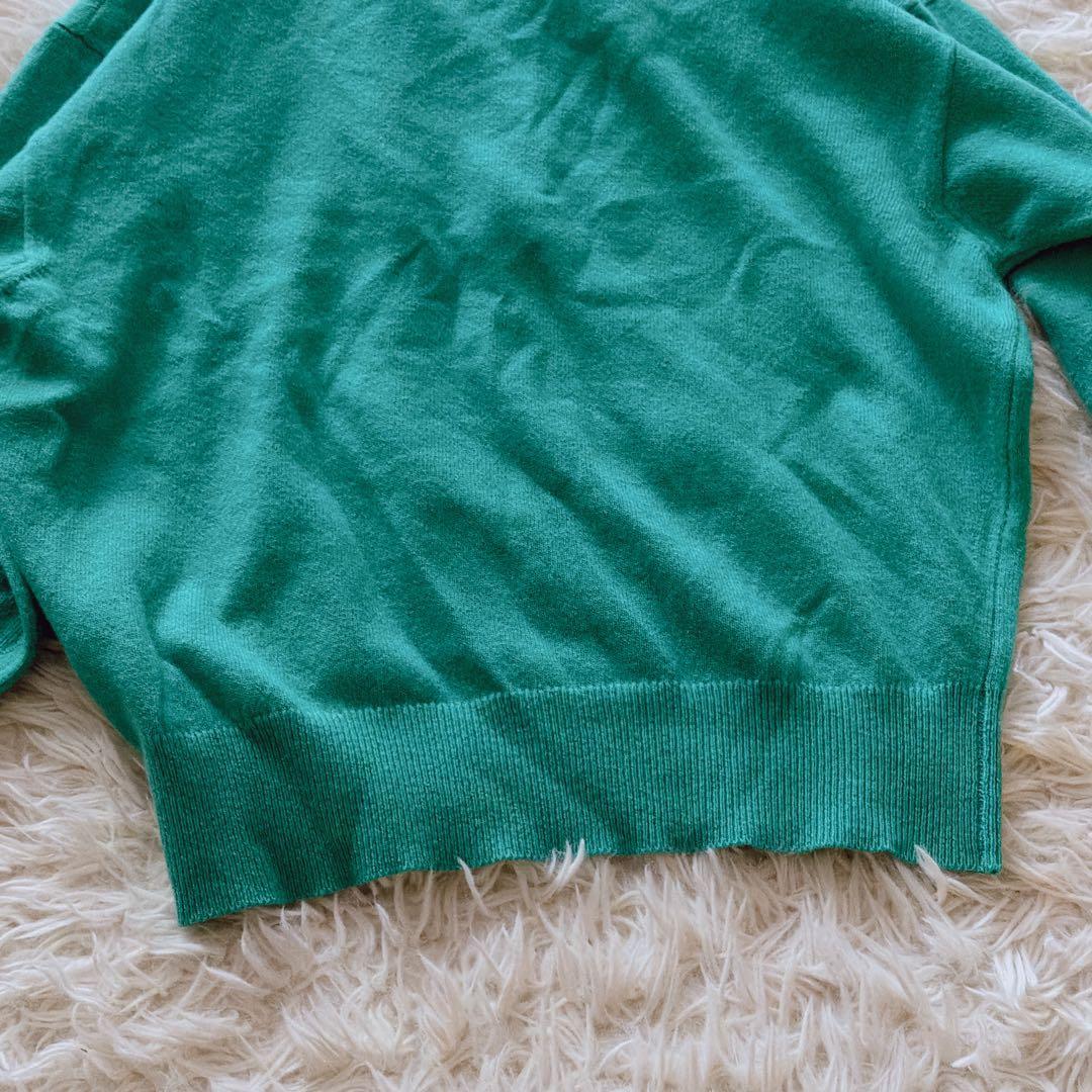 HERMÈS エルメス ピュアカシミヤ100％ ポロニット 襟付き Mサイズ 緑