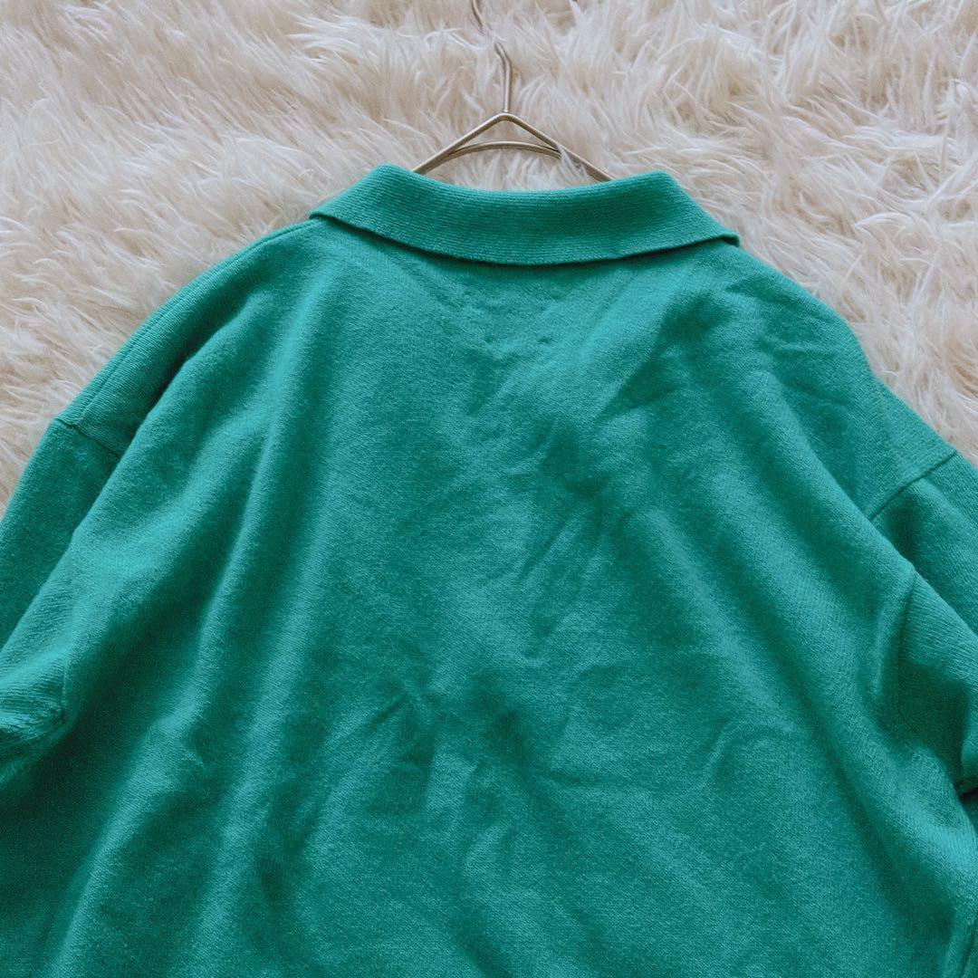 HERMÈS エルメス ピュアカシミヤ100％ ポロニット 襟付き Mサイズ 緑