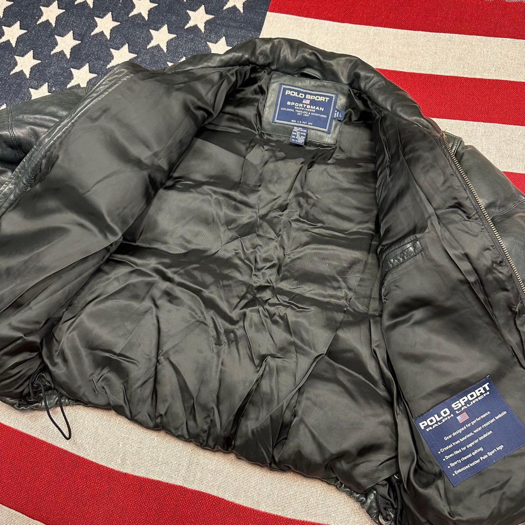 超スペシャル 90s POLO SPORT ダウンレザージャケット 短丈 本革