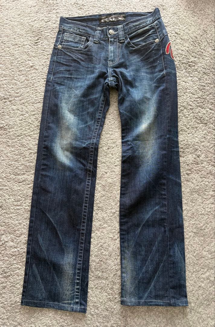 い様レッドペッパーエドハーディー コラボ デニムロゴ刺繍 28 スカル y2k