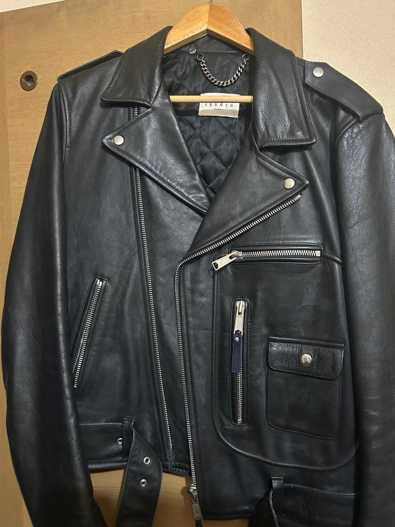 az　sandro ライダースジャケット　カーフレザー