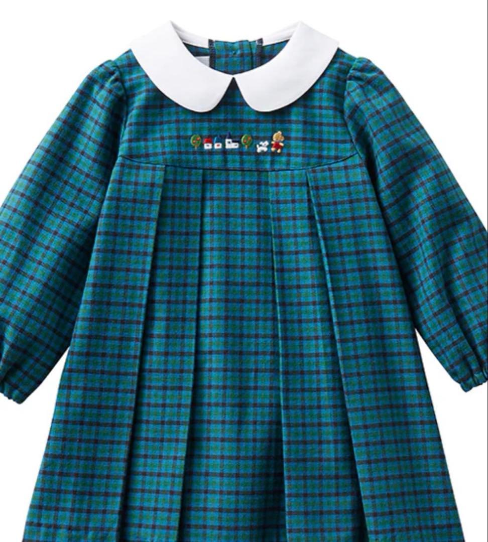 familiar ファミリア　ワンピース　90 現行品　青チェック　XB