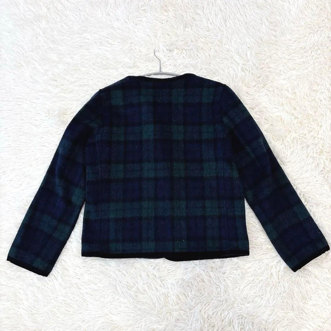 OLLEBOREBLA チェック柄 ダッフルコート風 ウール混 ジャケット