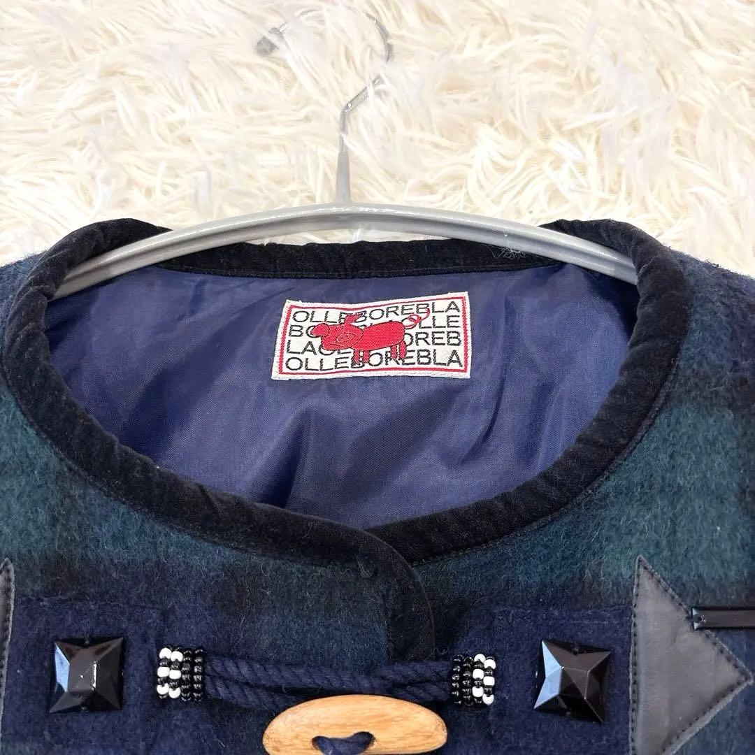 OLLEBOREBLA チェック柄 ダッフルコート風 ウール混 ジャケット
