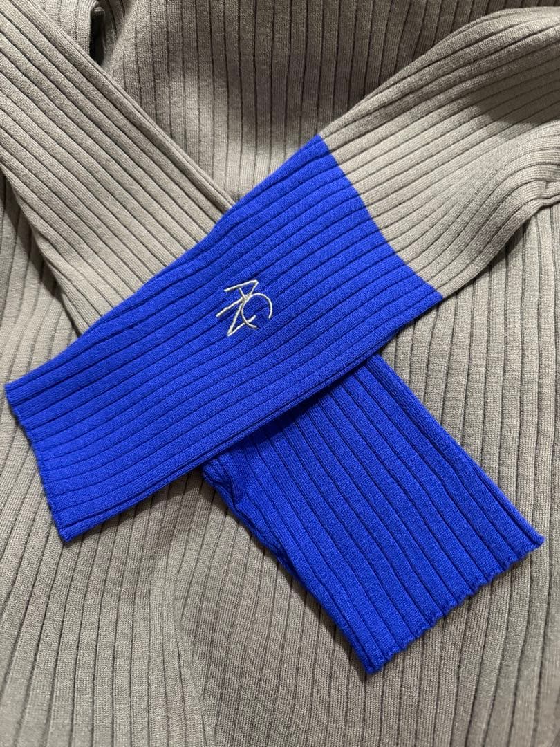 Bicolor Rib Knit/バイカラー リブ ニット Gray×Blue