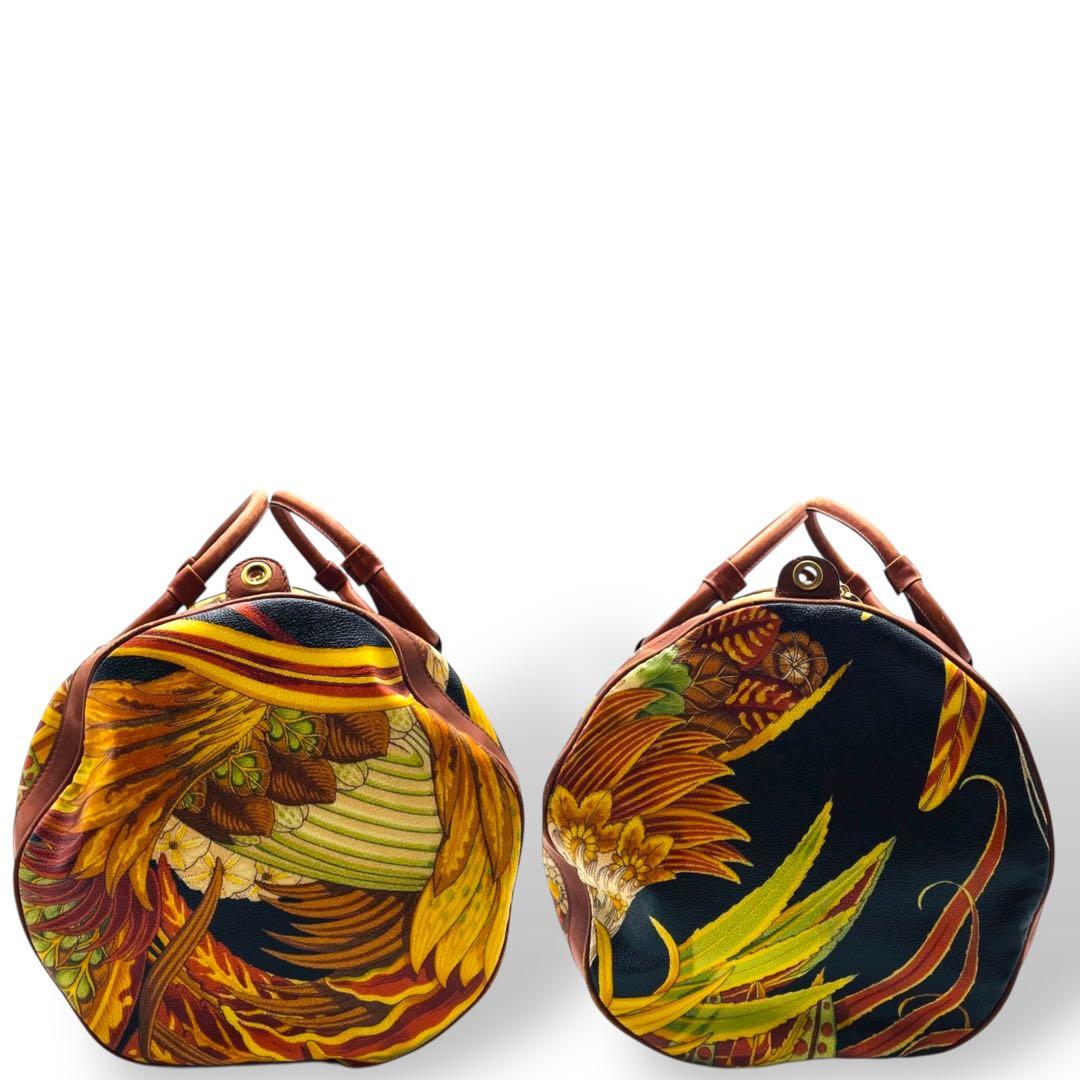 良品 Ferragamo ボストンバッグ PVC ボタニカル 2way 花柄