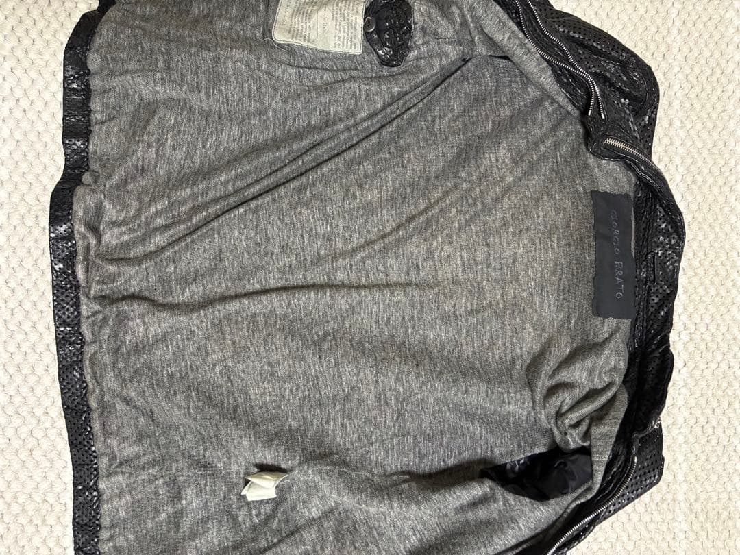 ジョルジオブラット！！メッシュレザー ブラック シングルライダースジャケット