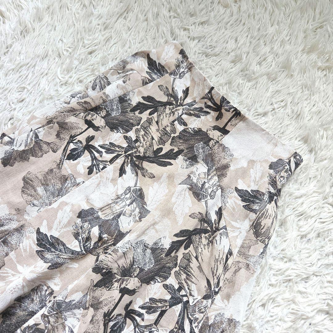 ANAYI リネンポリフラワー フレアスカート ジャガード　ロング　アナイ