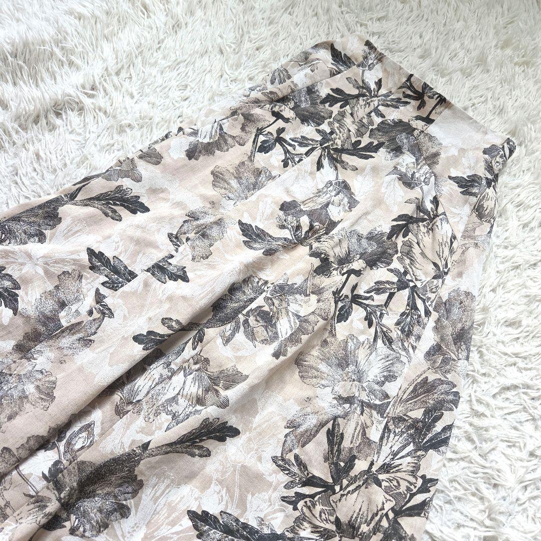 ANAYI リネンポリフラワー フレアスカート ジャガード　ロング　アナイ